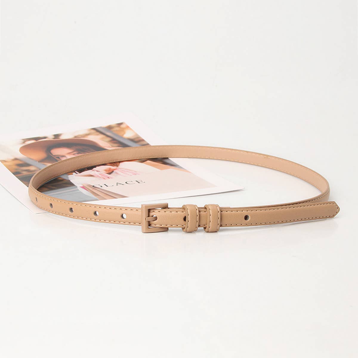 Cwabe0907_Women'S Small Square Buckle Thin Belt