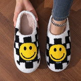 HOME CHECKERBOARD SMILEY FACE COTTON SLIPPERS_CWSHS0559