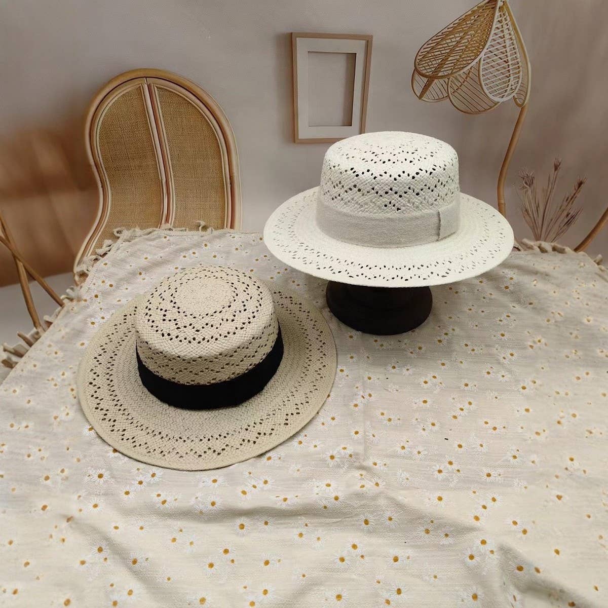 SUMMER HAND WOVEN HOLLOW STRAW HAT FOR WOMEN_CWAH3514