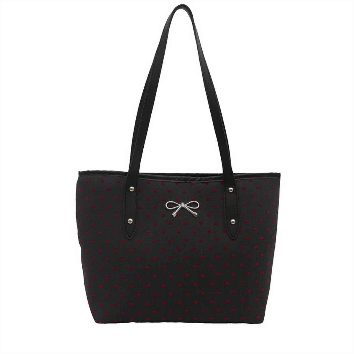 POLKA DOT BLACK BOW UNDERARM TOTE_CWAB3316