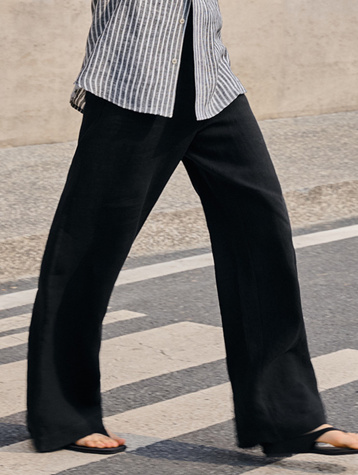 Linen High Waist Straight Pants_CWBLP01687