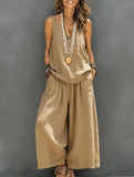 V Neck Sleeveless Two Piece Set_CWSS01493