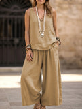 V Neck Sleeveless Two Piece Set_CWSS01493