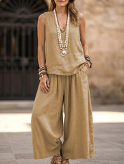 V Neck Sleeveless Two Piece Set_CWSS01493