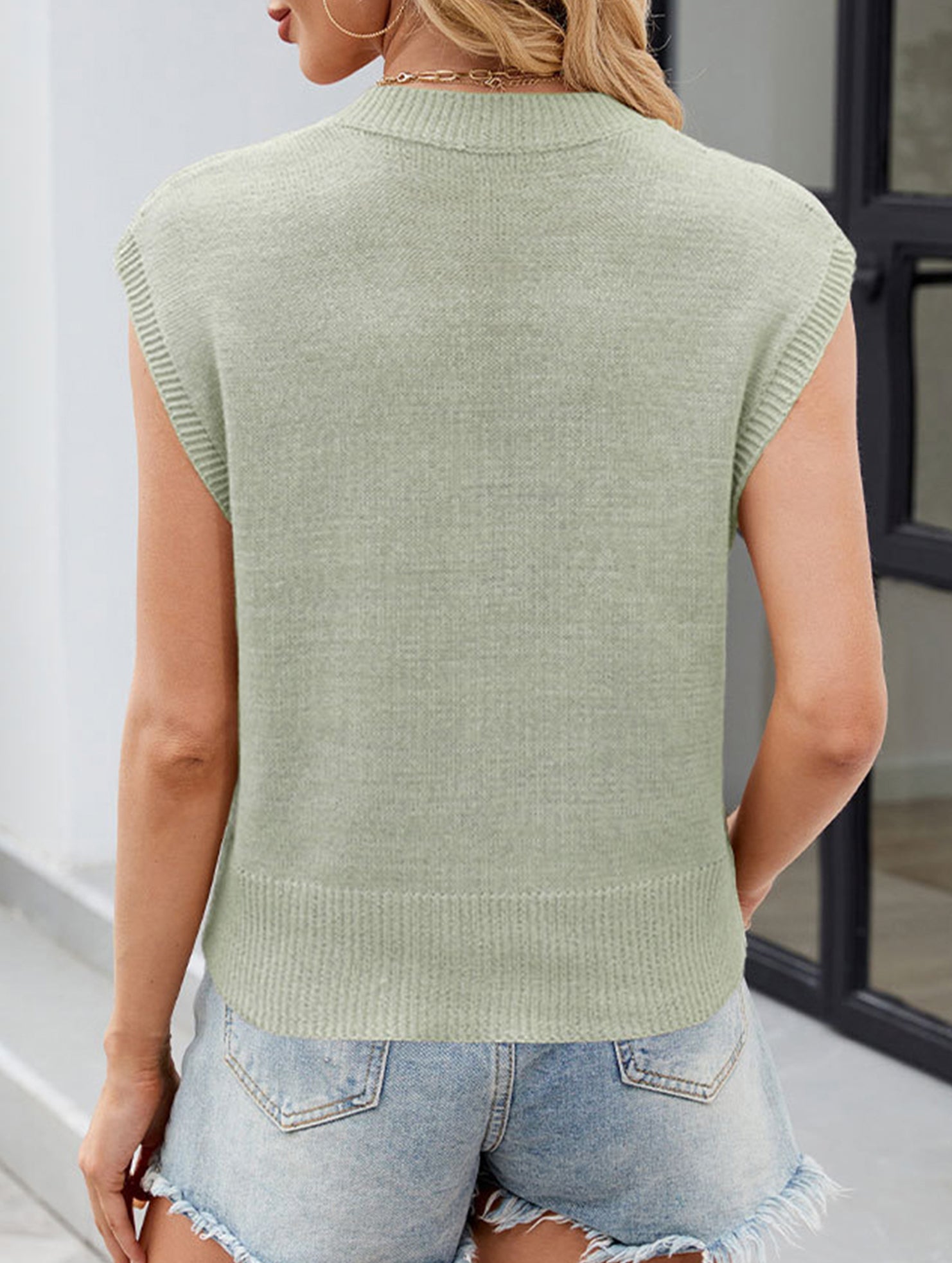 V Neck Knit Tank Top_CWTTK00550