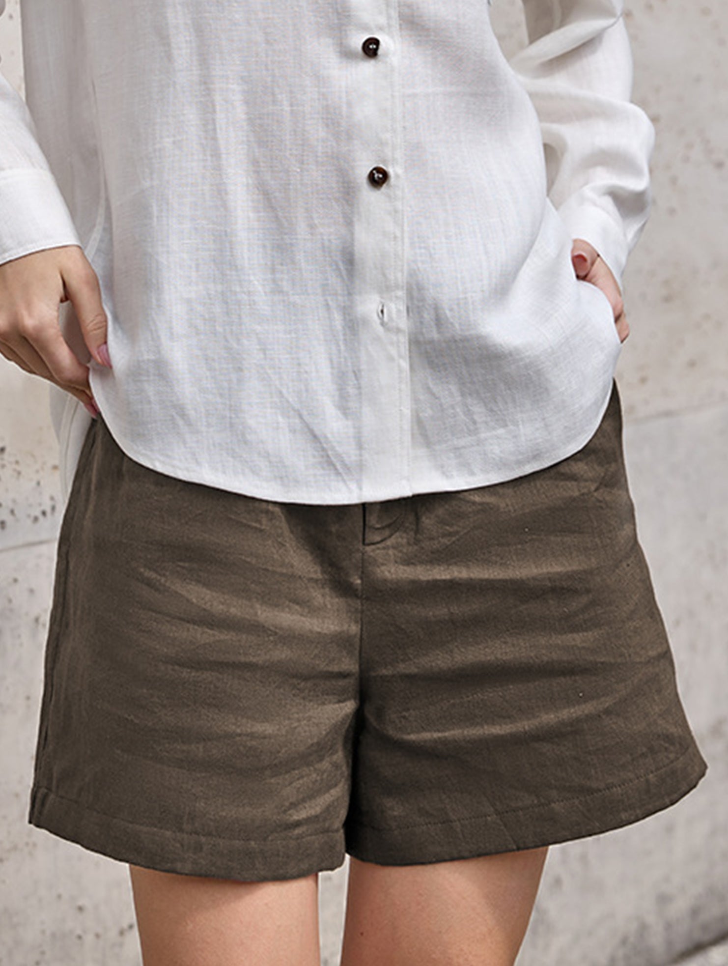 Linen Loose Fit Shorts_CWBSP00729