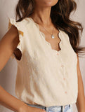 V Neck Flutter Sleeve Blouse_CWTSTS00915