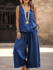 V Neck Sleeveless Two Piece Set_CWSS01493