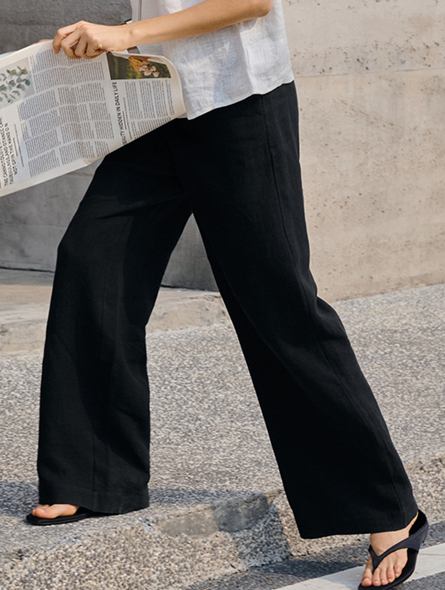 Linen High Waist Straight Pants_CWBLP01687