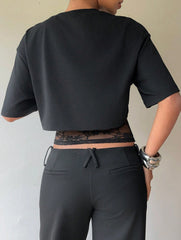 Lace Patch Slim Fit Tee_CWTTS00940