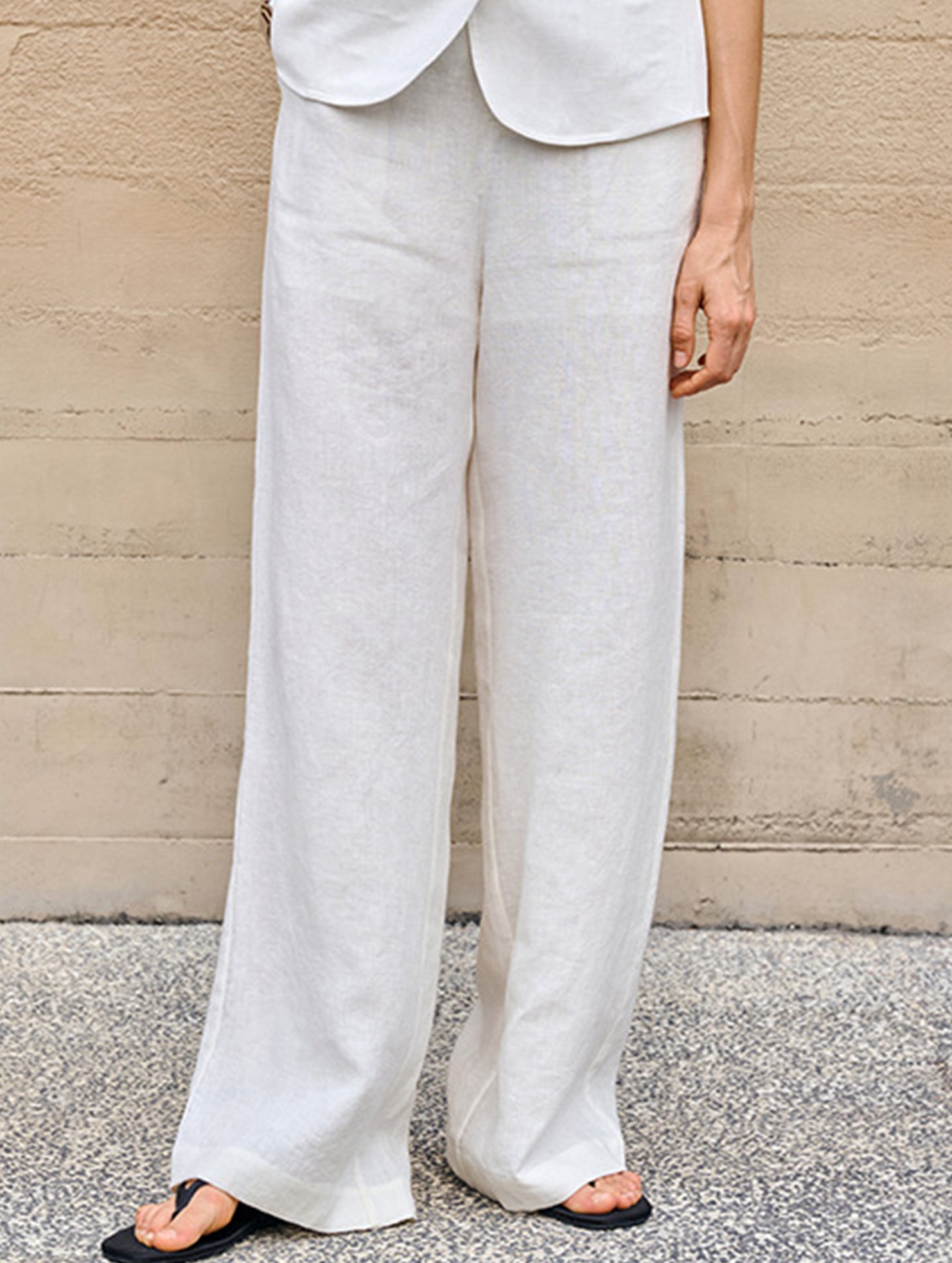 Linen High Waist Straight Pants_CWBLP01687