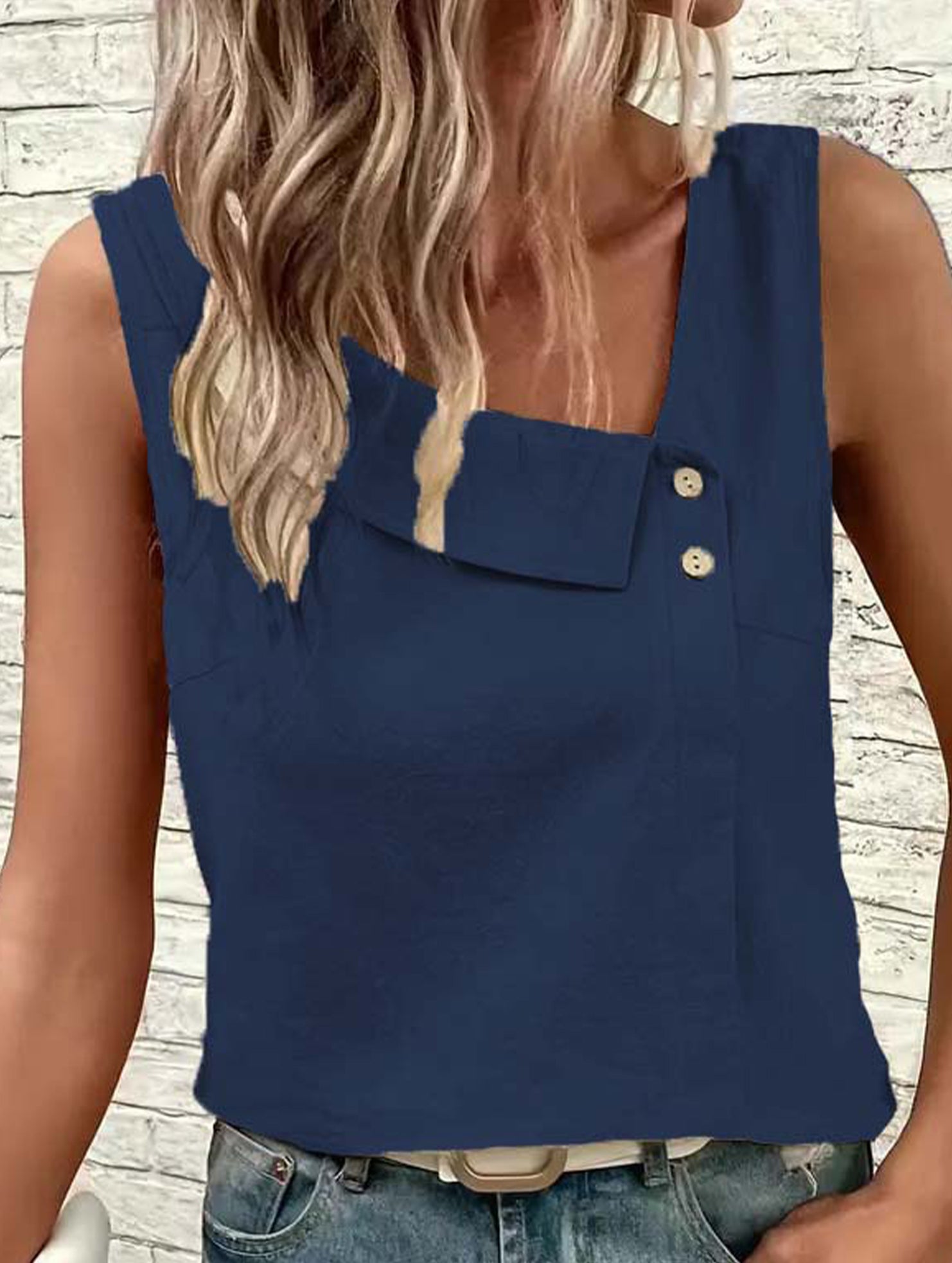 One Shoulder Sleeveless Tee_CWTTSL00256