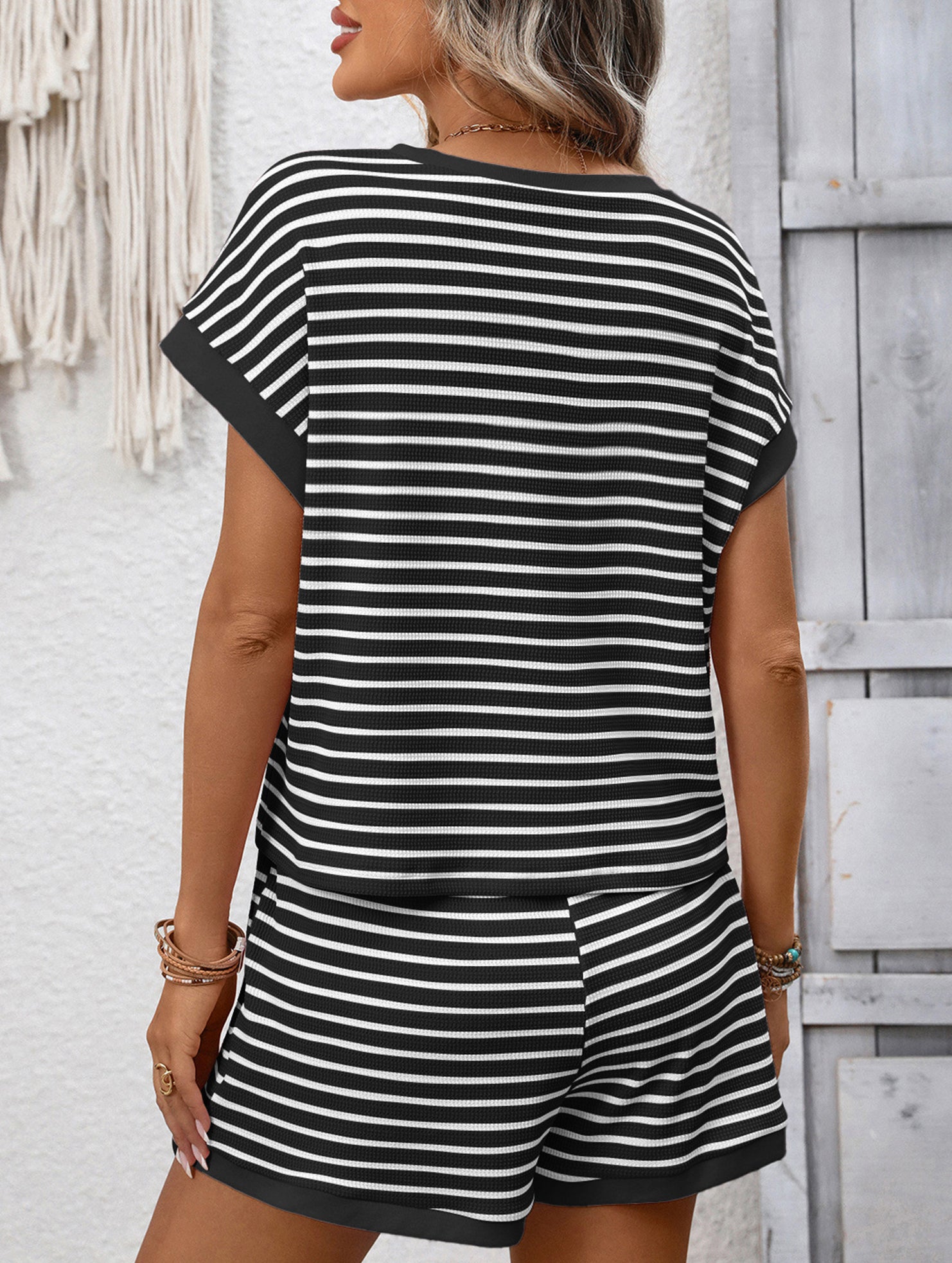 Short Sleeve Top Shorts Set_CWSS01494