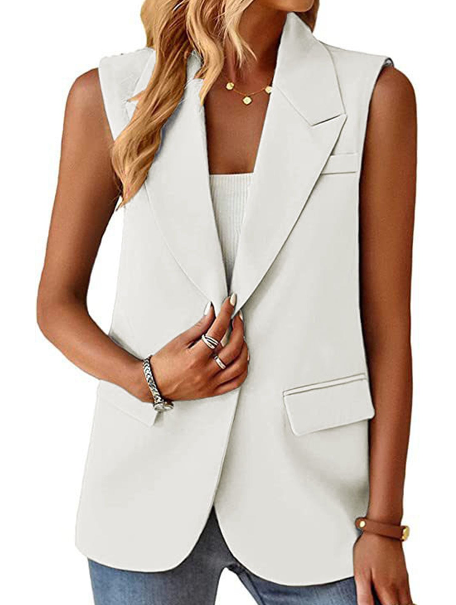 Sleeveless Blazer Vest_CWOBL00294