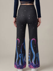 Star Print Flare Knit Pants_CWBLP01675