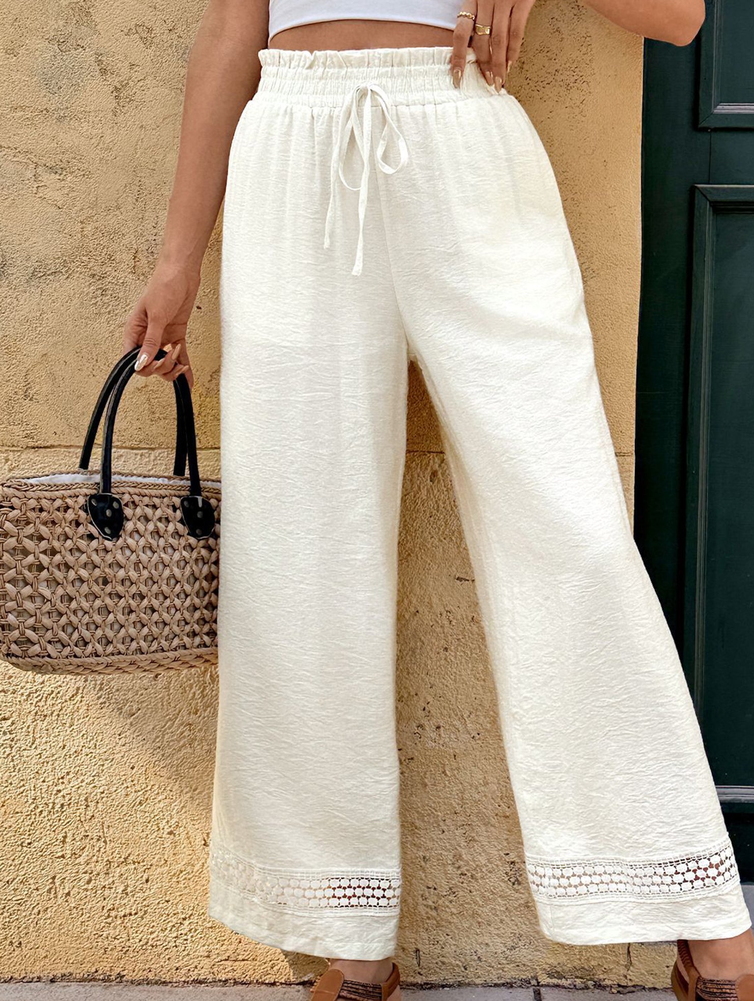 Elastic Waist Straight Pants_CWBLP01682