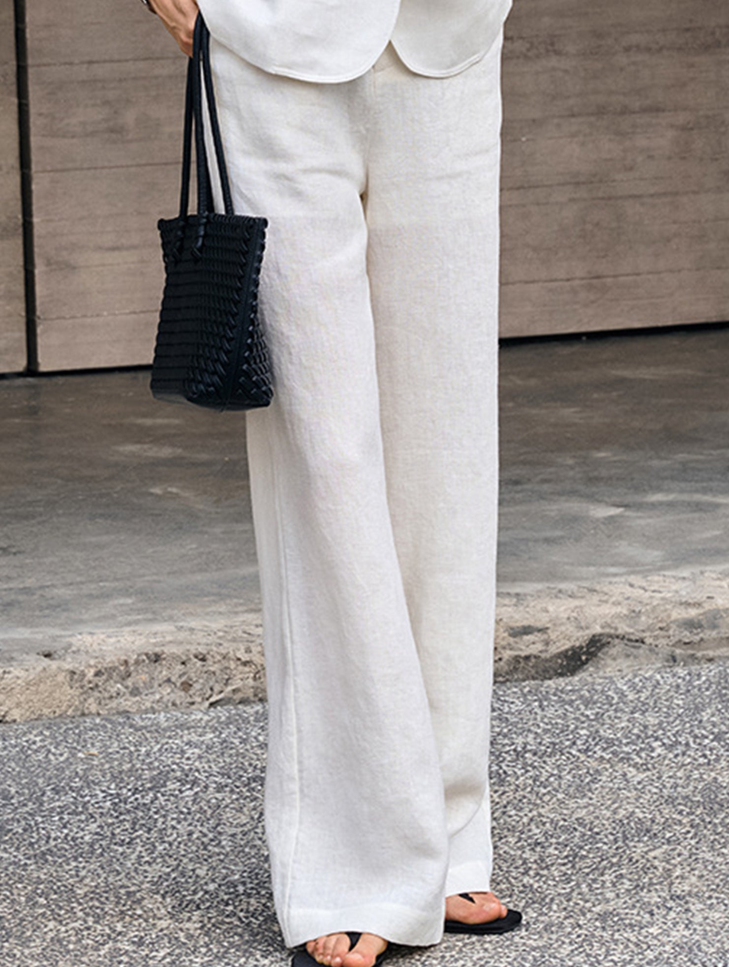 Linen High Waist Straight Pants_CWBLP01687