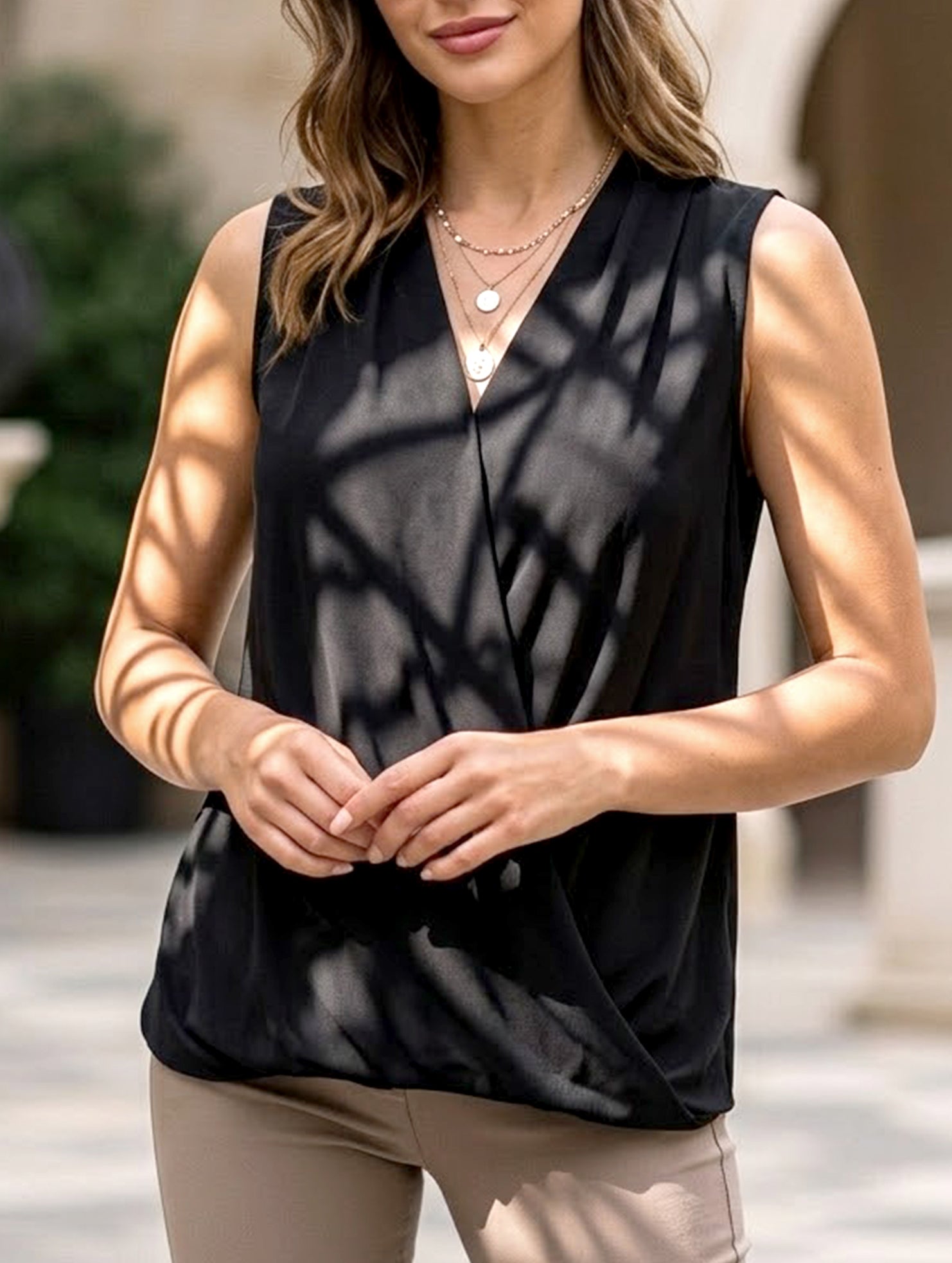 V Neck Basic Tank Top_CWTTK00603