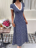 Lace Patch Floral V Neck Maxi Dress_CWDMD02895