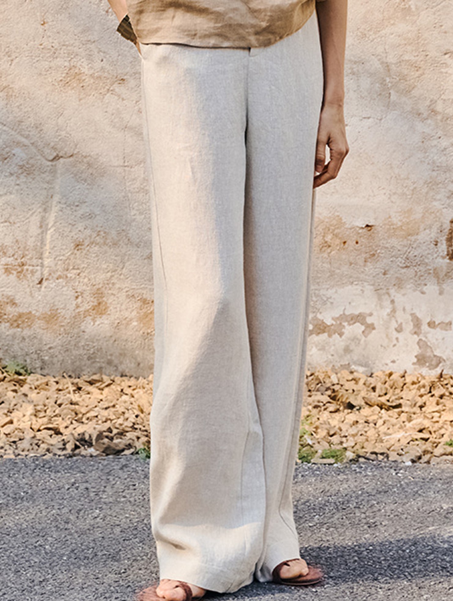 Linen High Waist Straight Pants_CWBLP01687