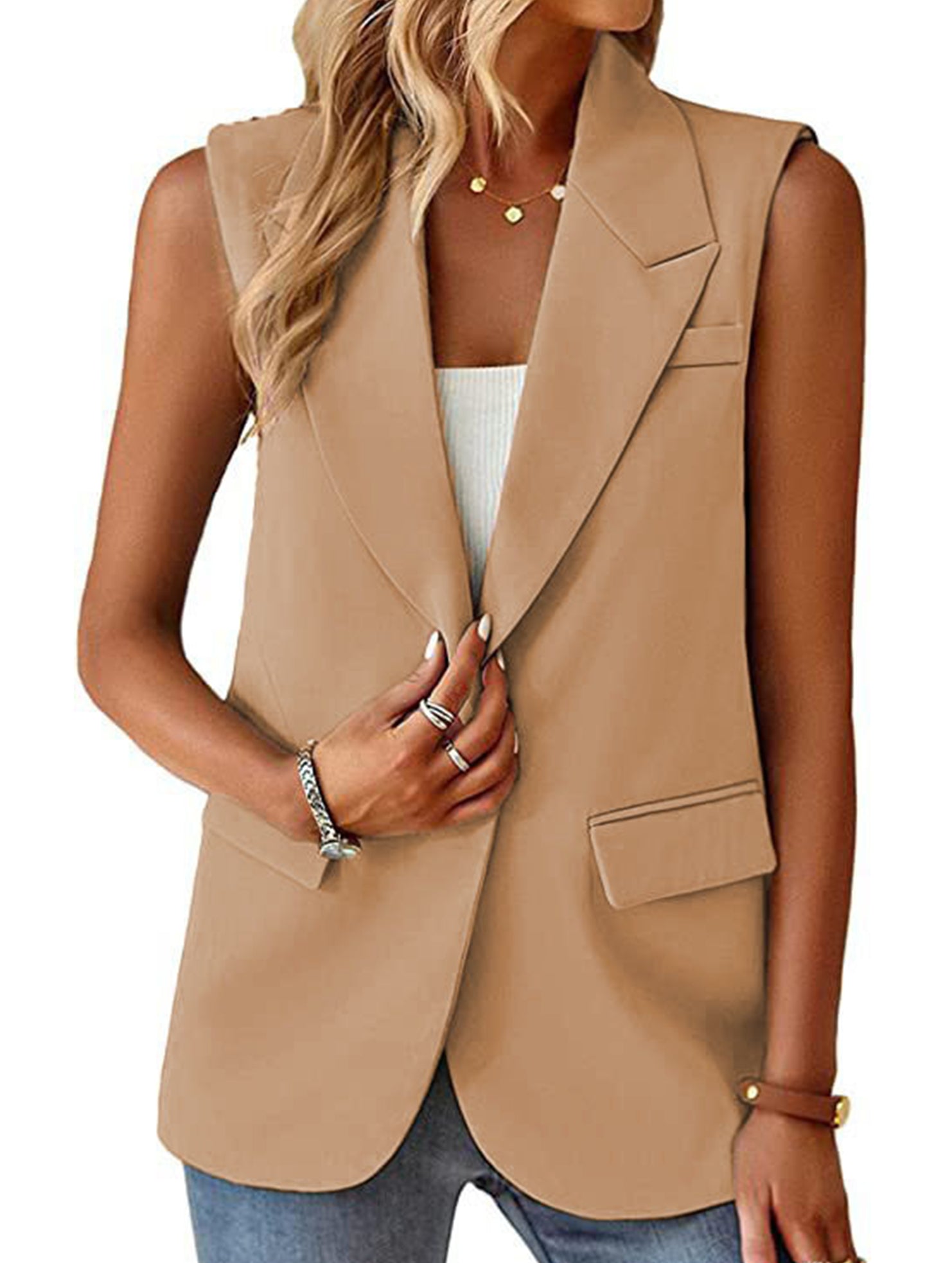 Sleeveless Blazer Vest_CWOBL00294