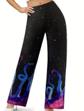Star Print Flare Knit Pants_CWBLP01675