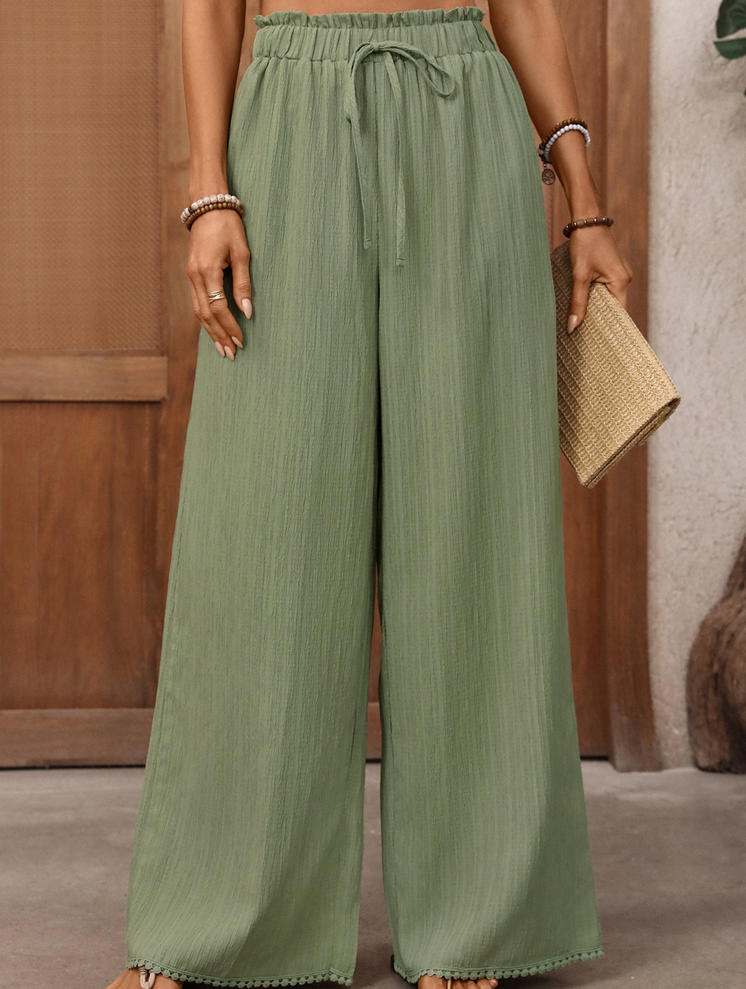 Elastic Waist Straight Pants_CWBLP01684