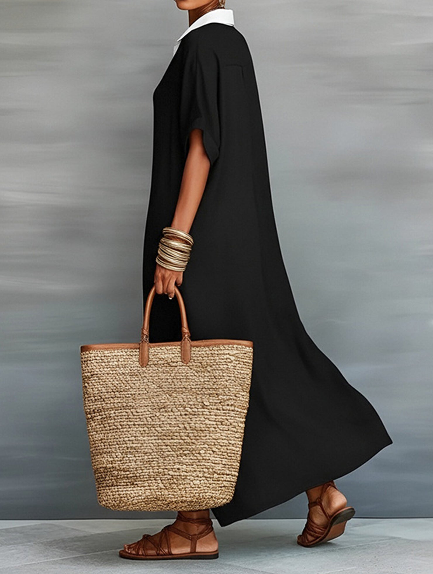 Casual Solid Buttoned Midi Dress_CWDMD02911