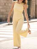 Floral Jacquard Cami Jumpsuit_CWSJS00509 - YELLOW (S) 1
