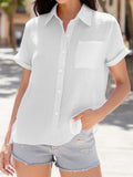 COTTON LINEN SIDE SLIT POCKET SHORT SLEEVED SHIRT_CWTDSS0015