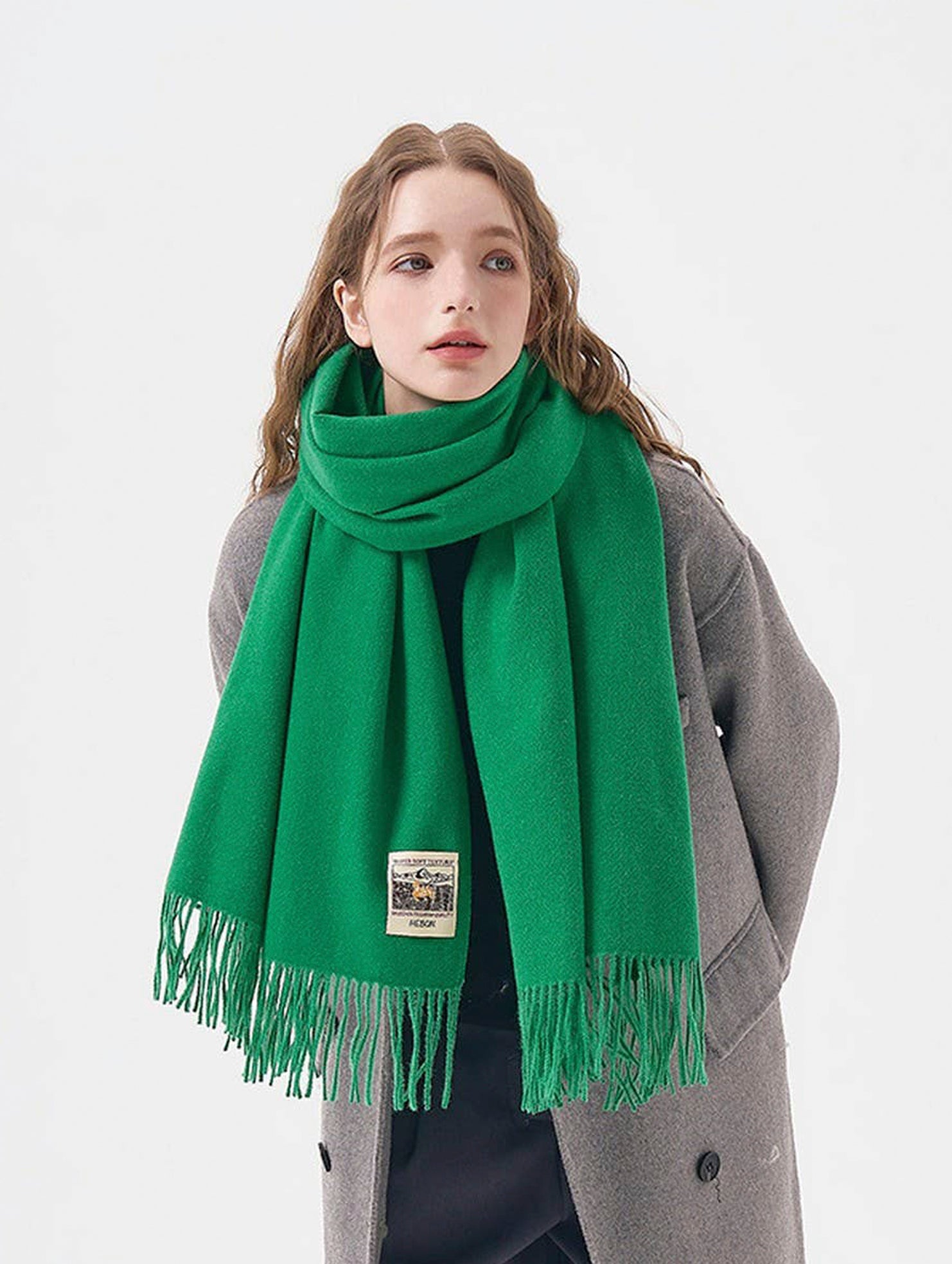 SOLID COLOR FAUX CASHMERE SCARF WINTER WRAP_CWASC2303