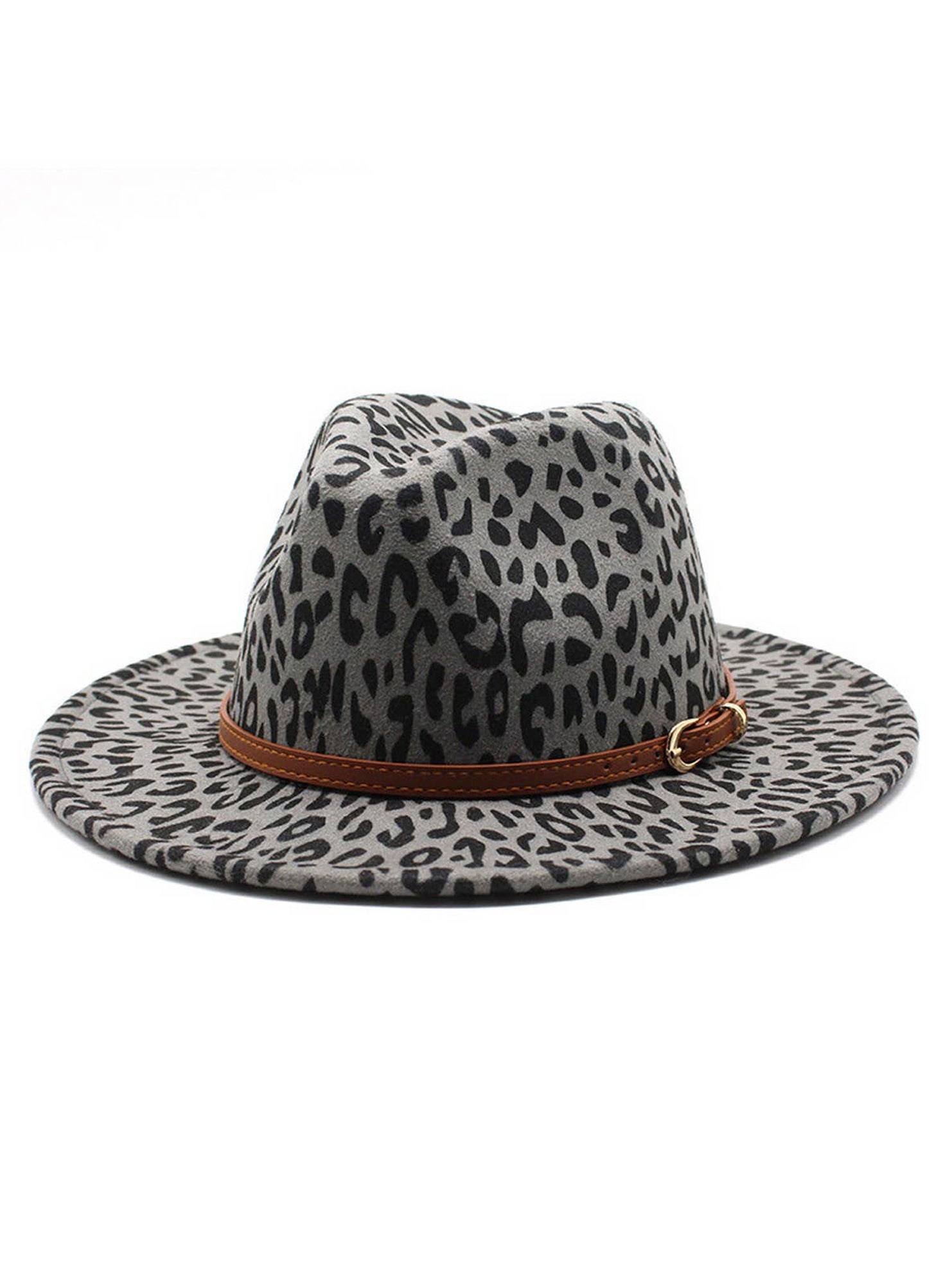 Woolen Jazzhat Withwide Brim Leopard Print Felt Hat_Cwah2599