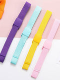SOLID COLOR WOVEN CANVAS BELT WITH PLASTIC BUCKLE_CWABE0675