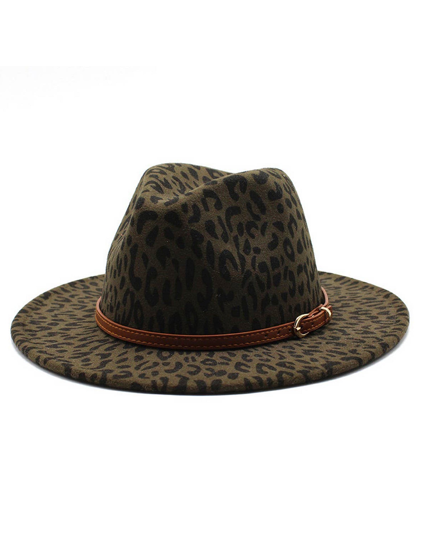 Woolen Jazzhat Withwide Brim Leopard Print Felt Hat_Cwah2599