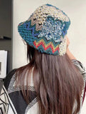 Cwah2213_Ethnic Retro Color Matching Knitted Bucket Hat