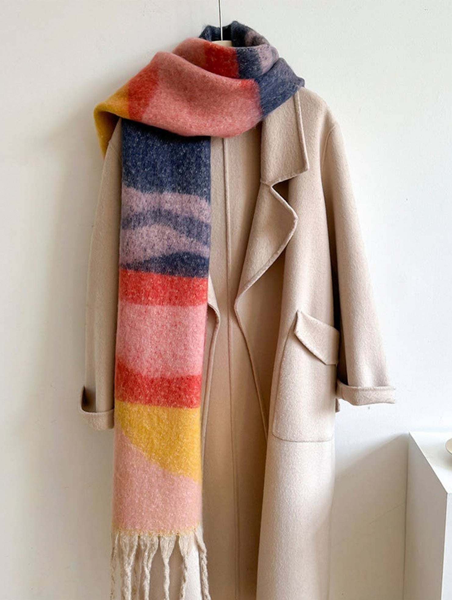 COLORBLOCK WINTER SCARF THICK WARM UNISEX WRAP_CWASC0969