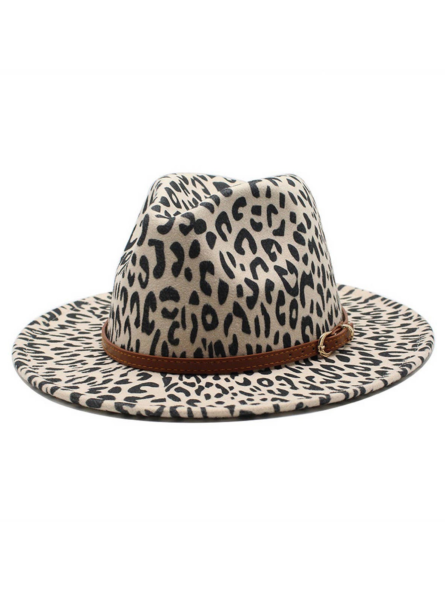 Woolen Jazzhat Withwide Brim Leopard Print Felt Hat_Cwah2599