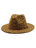 Woolen Jazzhat Withwide Brim Leopard Print Felt Hat_Cwah2599