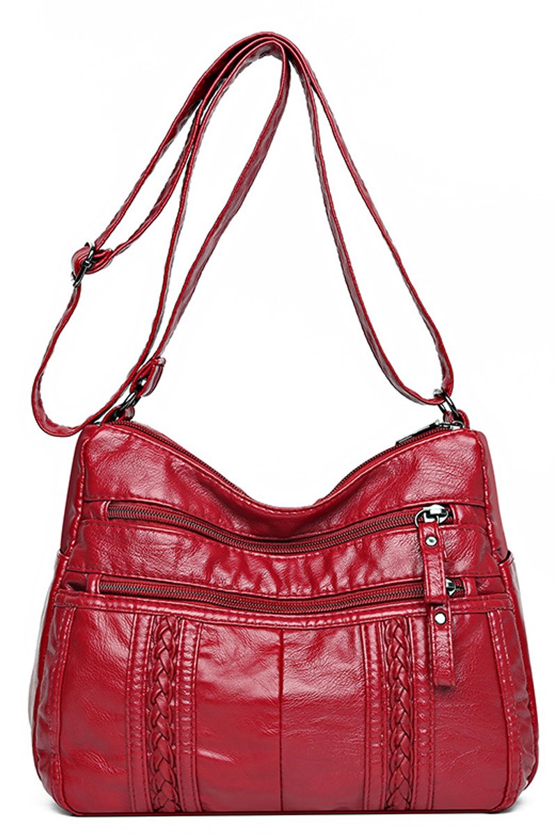 TEXTURE SOFT LEATHER MESSENGER BAG