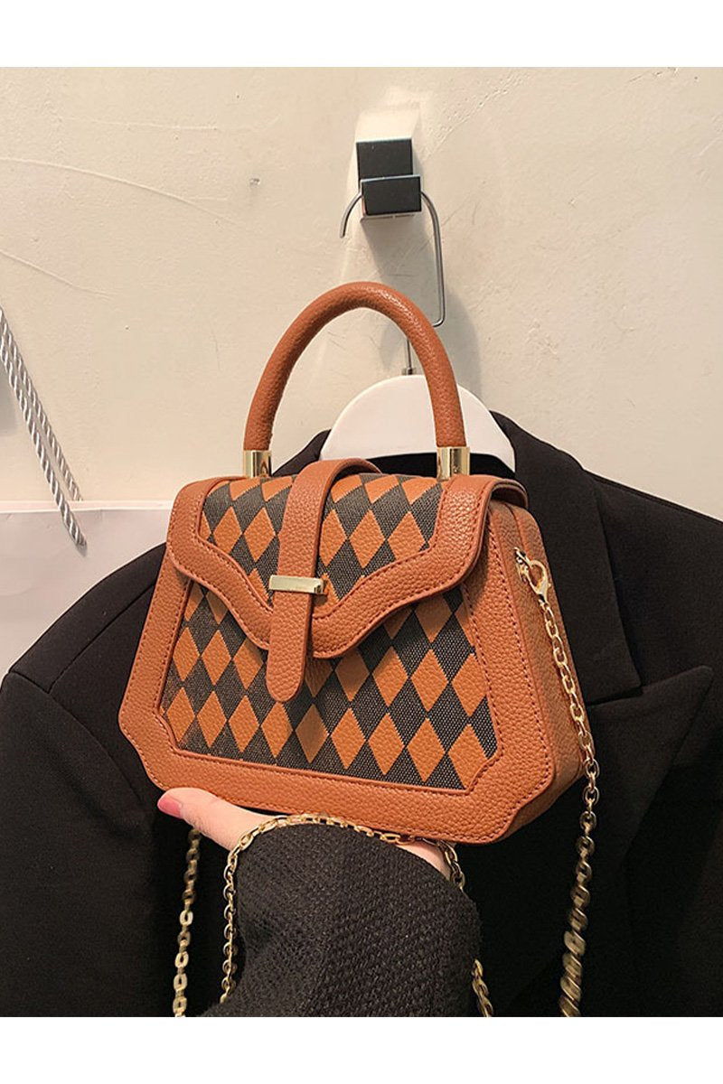 PLAID BOX HANDLE CROSS CHAIN SMALL BAG