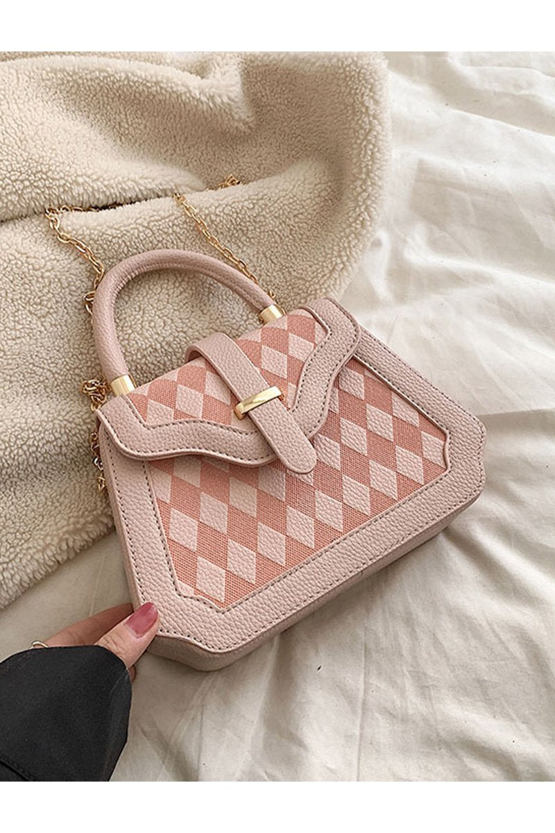 PLAID BOX HANDLE CROSS CHAIN SMALL BAG