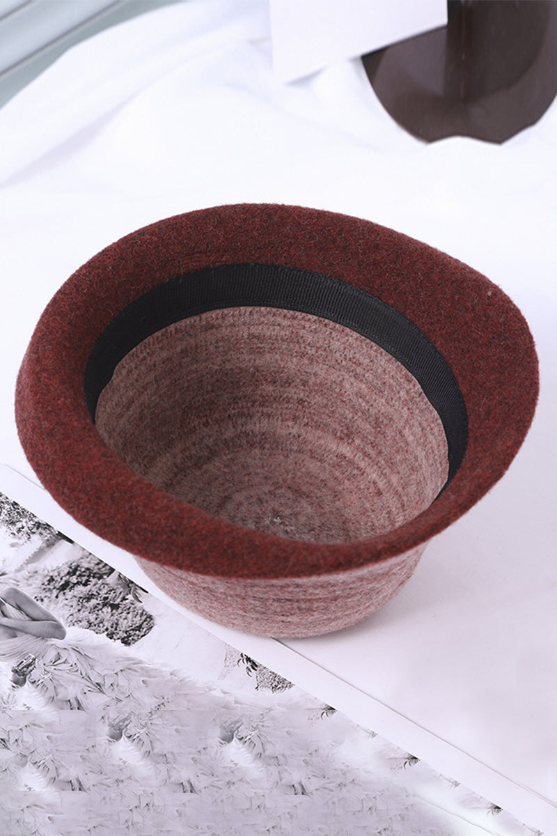 WOMEN RETRO WARM CURLING FELT HAT BUCKET HAT