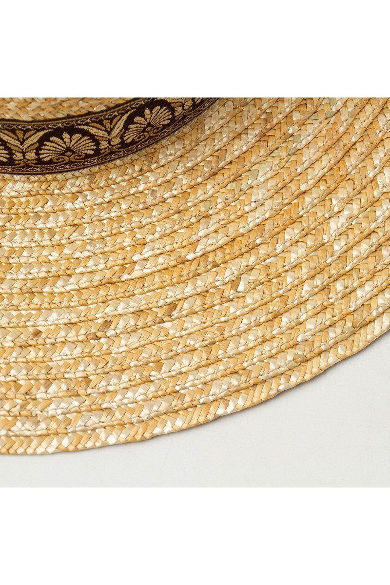 PATTERN BAND DECKED BEACH STRAW HAT