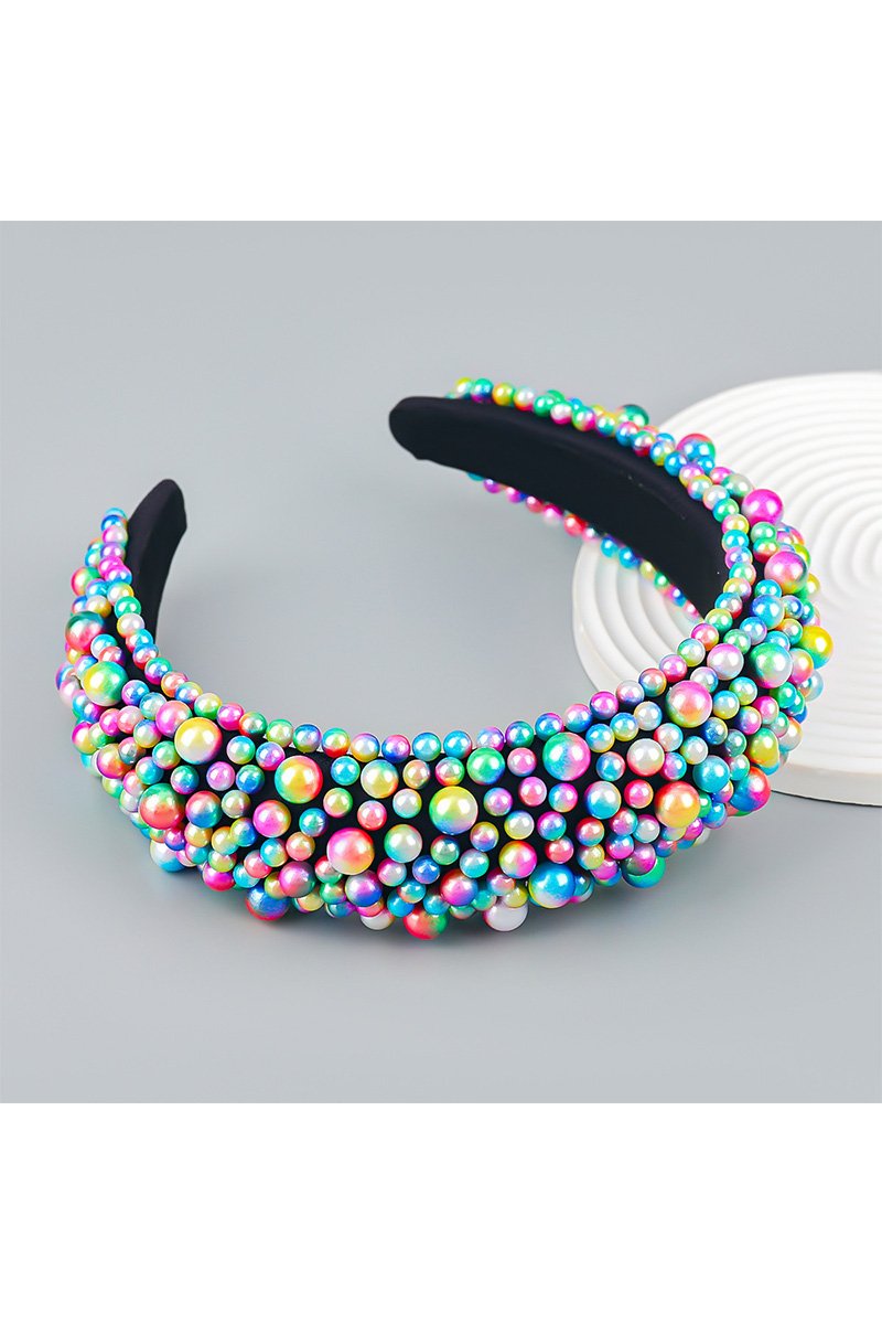 COLORED BEADS DECKED HEAD HOOP HEADBAND