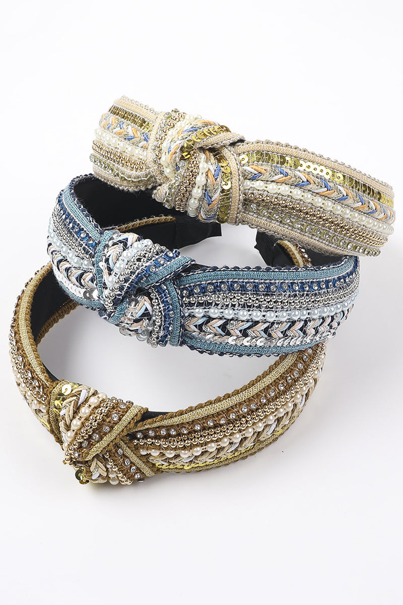 FAUX PEARL & RHINESTONE DECOR HEADBAND