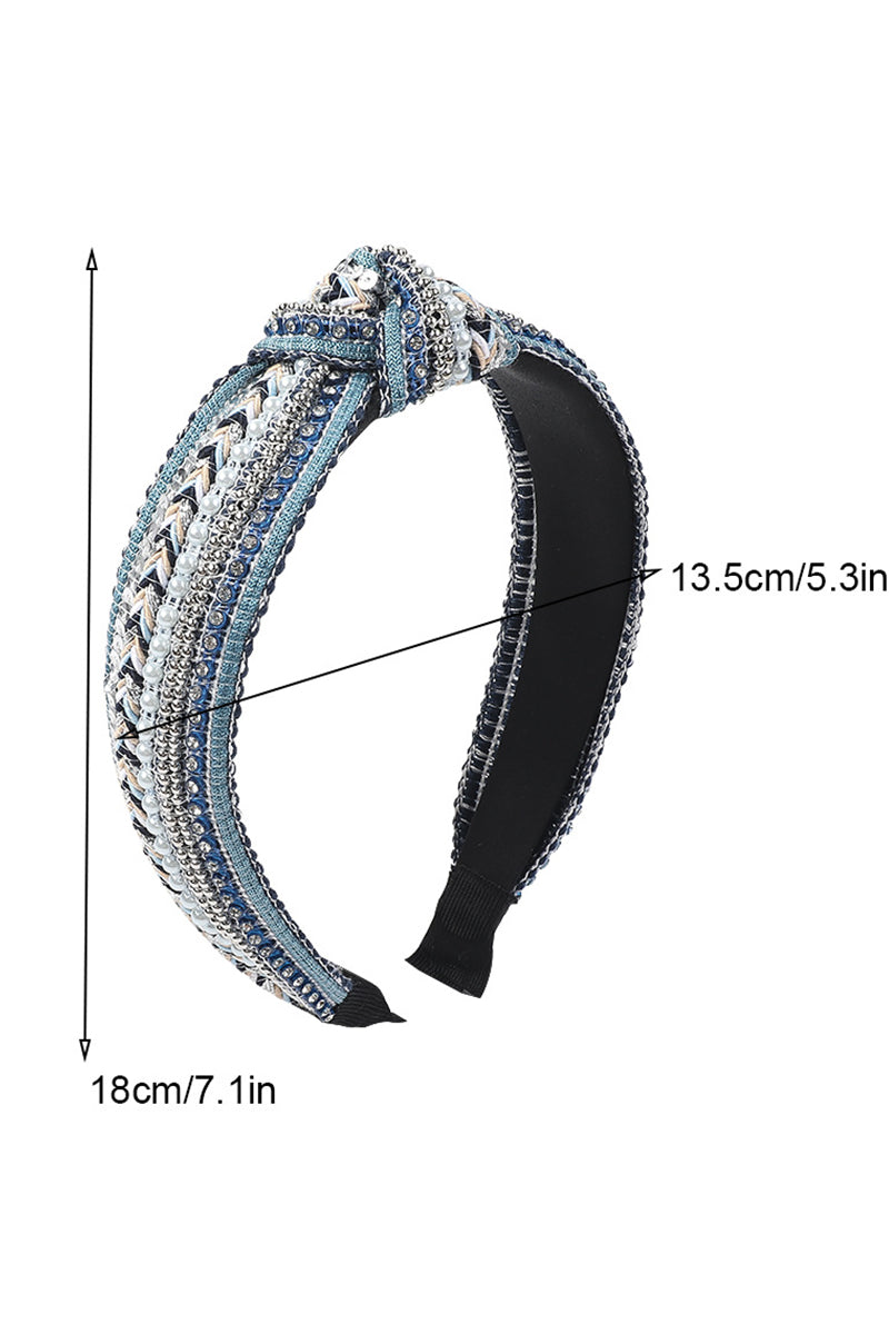 FAUX PEARL & RHINESTONE DECOR HEADBAND