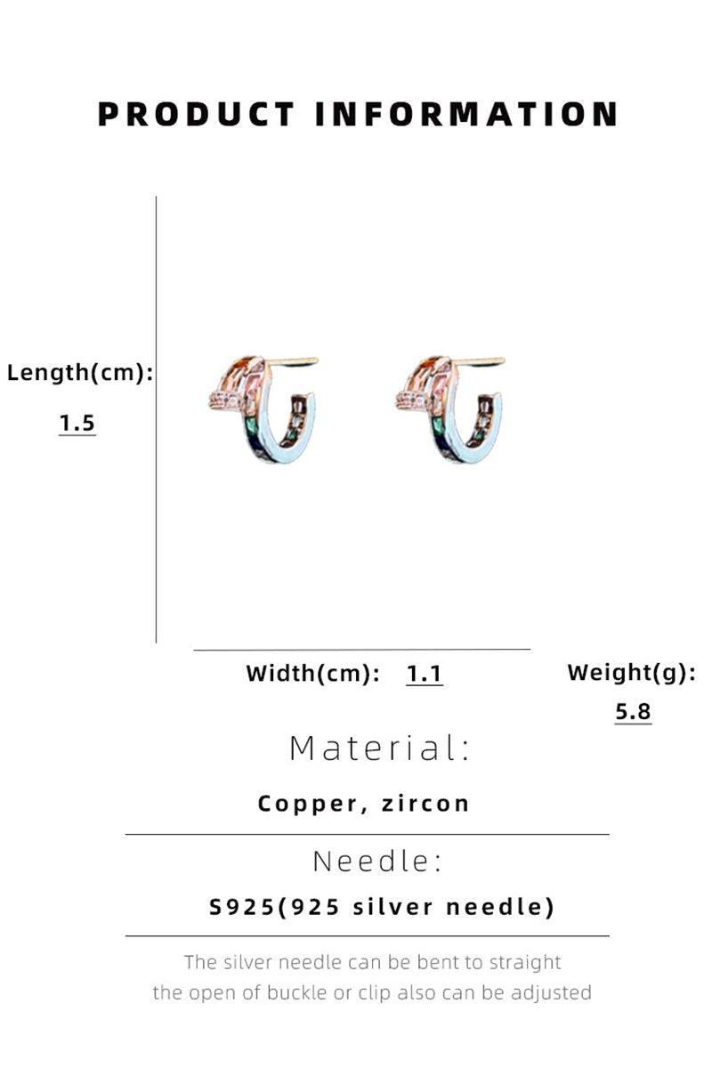 COLORED GEM DECKED C TYPE DANGLE EARRINGS