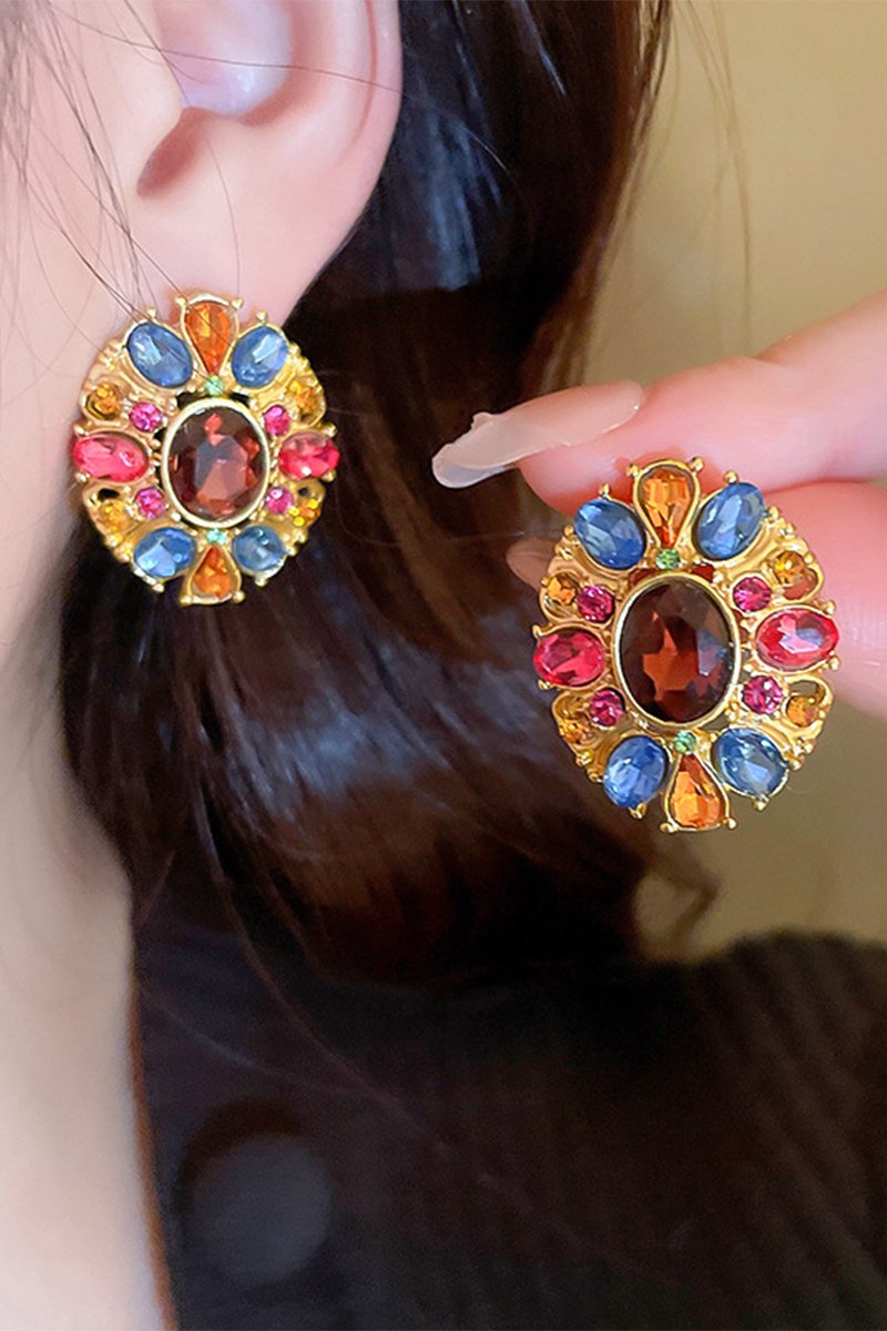 MULTICOLOR GEM DECKED EARRINGS
