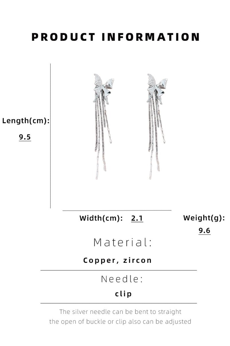 BUTTERFLY PENDANT CHAIN DROP EARRINGS