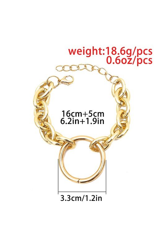 SIMPLE RING PENDANT CHAIN BRACELET